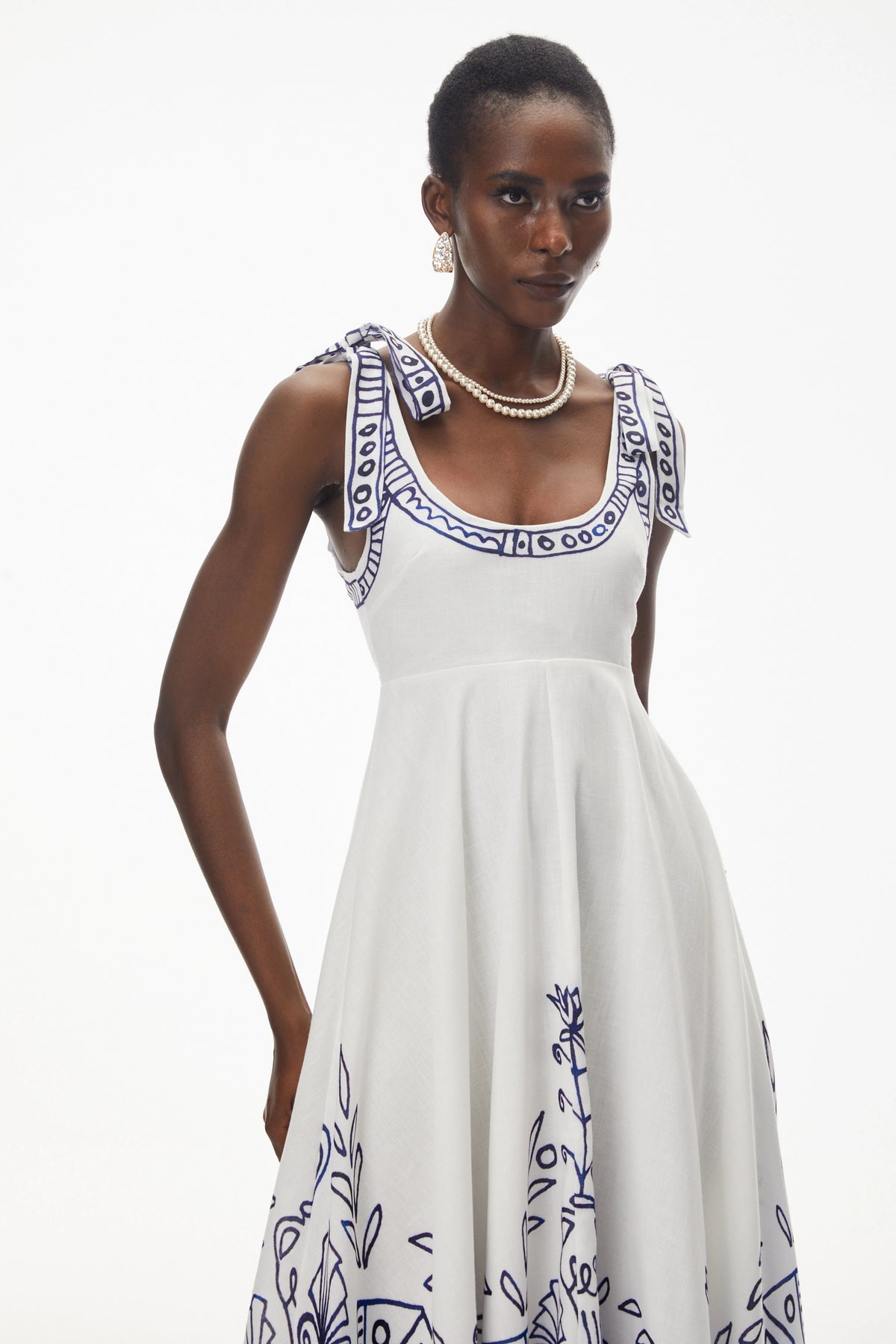 Liliana Maxi Dress White Color Block Print