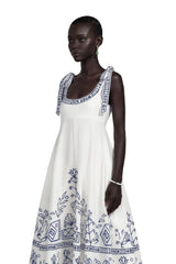 Corinna Maxi Dress White Color Block Print