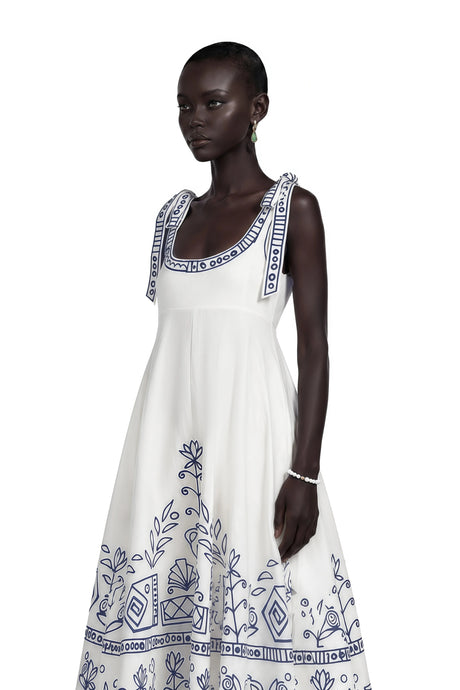 Corinna Maxi Dress White Color Block Print