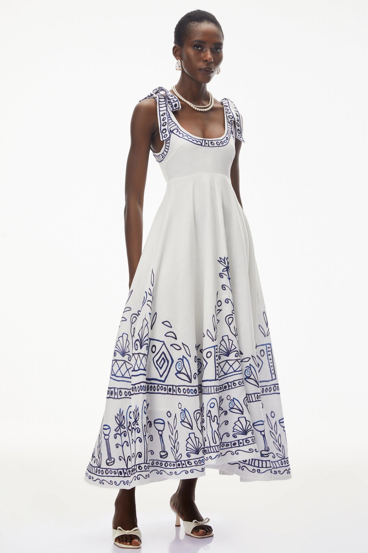 Liliana Maxi Dress White Color Block Print