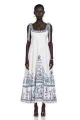 Corinna Maxi Dress White Color Block Print