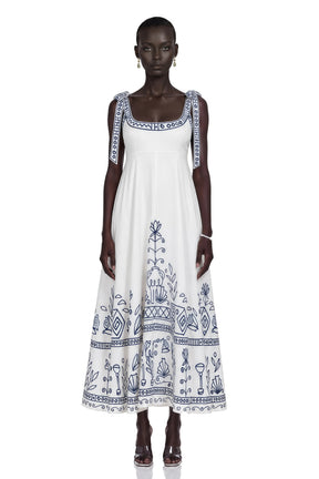 Corinna Maxi Dress White Color Block Print