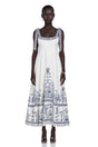 Corinna Maxi Dress White Color Block Print