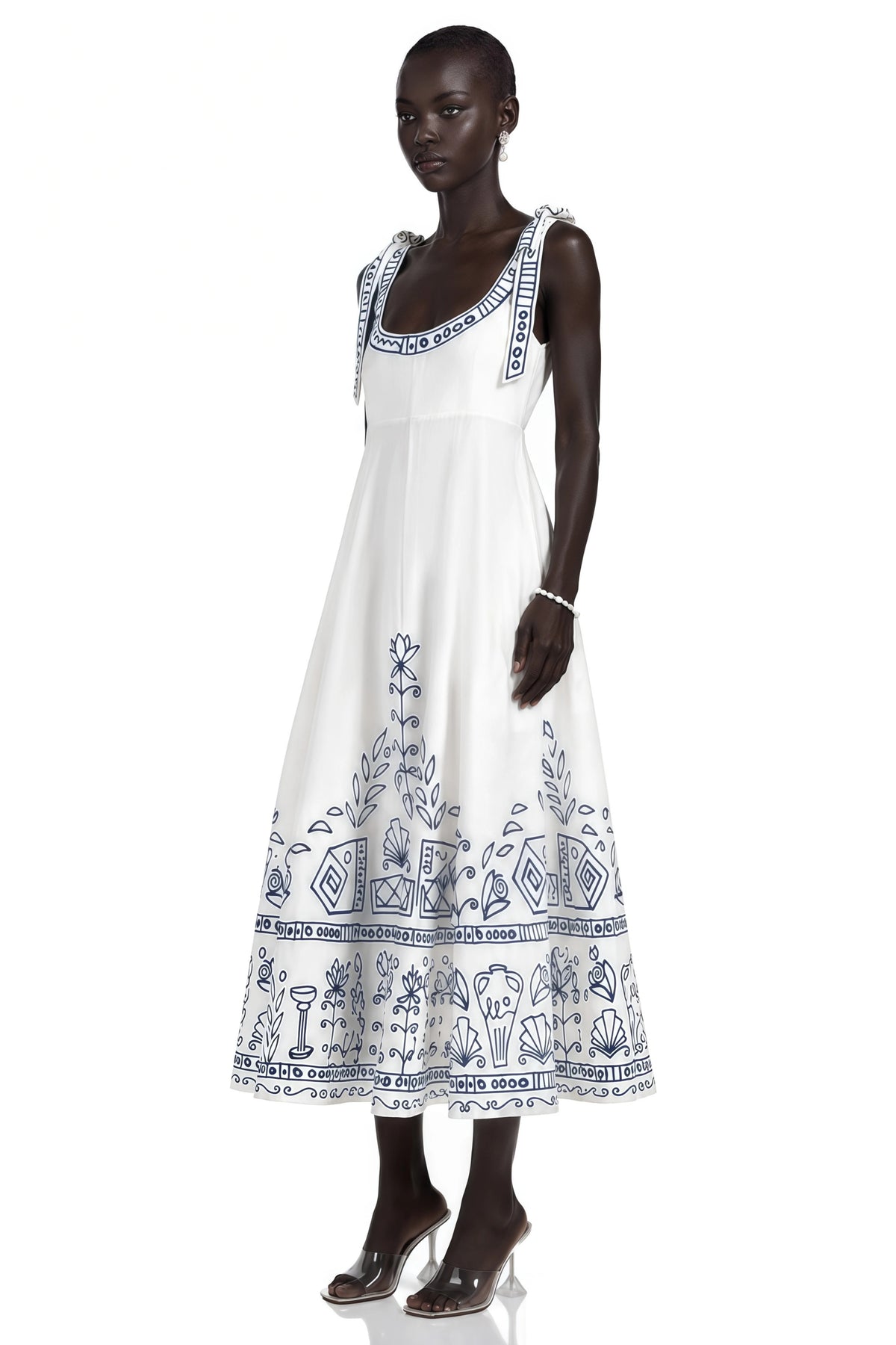 Corinna Maxi Dress White Color Block Print