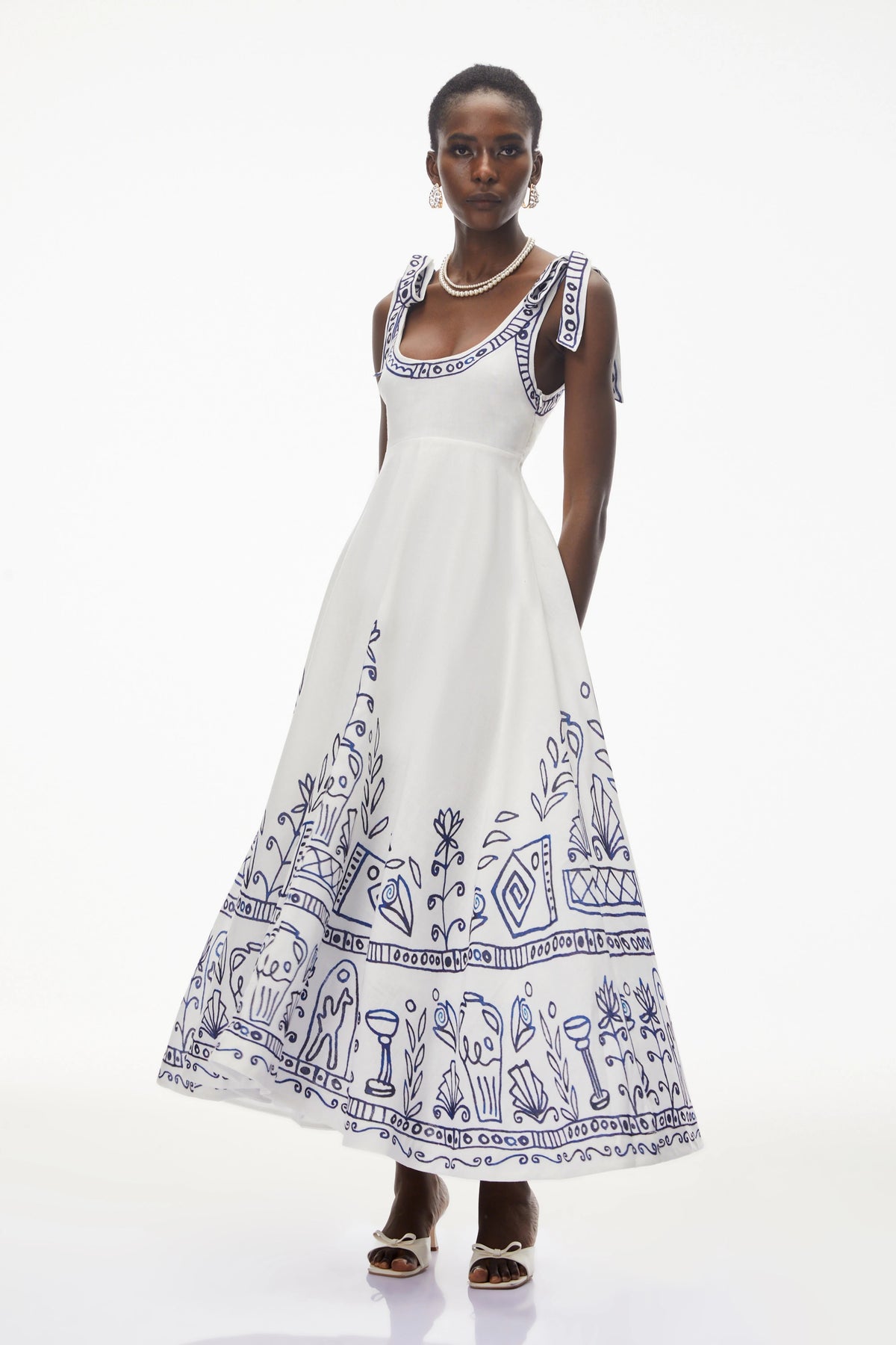 Liliana Maxi Dress White Color Block Print