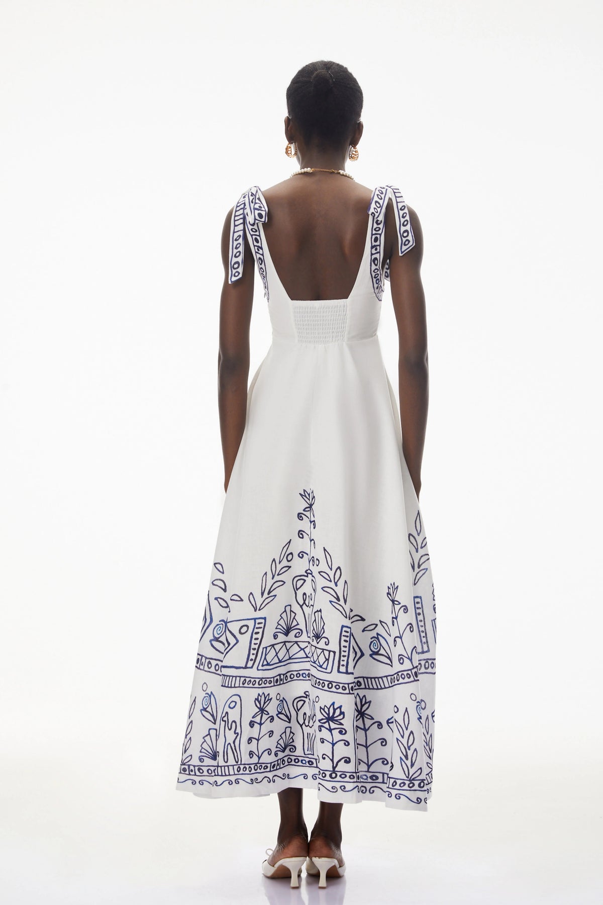 Liliana Maxi Dress White Color Block Print