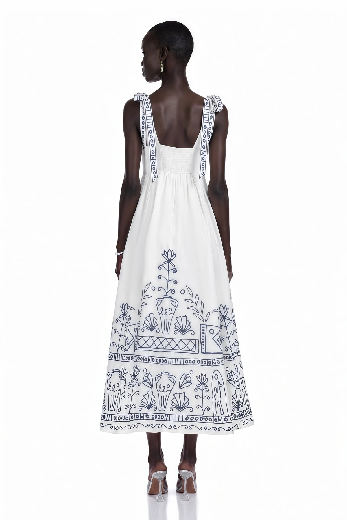 Corinna Maxi Dress White Color Block Print