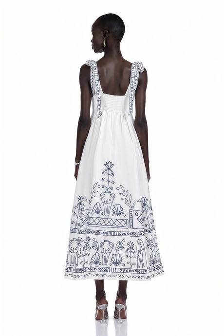 Corinna Maxi Dress White Color Block Print