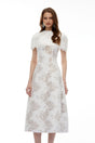 Brynn Midi Dress White Floral Lace with Cape