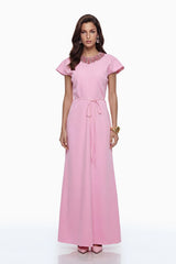 Egle Maxi Dress Pink Crystal Embellished