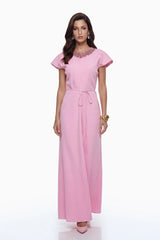 Egle Maxi Dress Pink Crystal Embellished