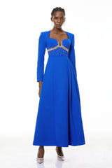 Heaven Maxi Dress Blue Crystal Embellished