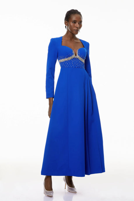 Heaven Maxi Dress Blue Crystal Embellished