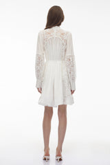 Sienna Mini Dress White with Floral Lace Panels