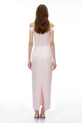 Mckenna Maxi Dress Pink Off Shoulder with 3D Petals