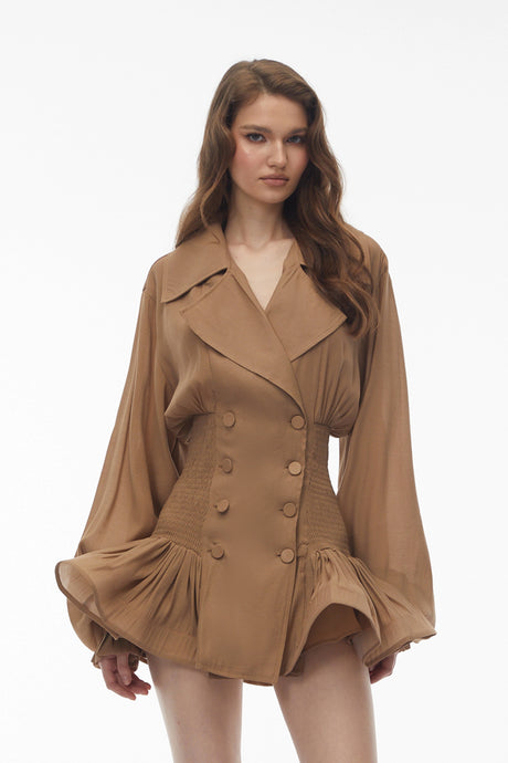Gabrielle Dress Khaki Double-Breasted Blazer