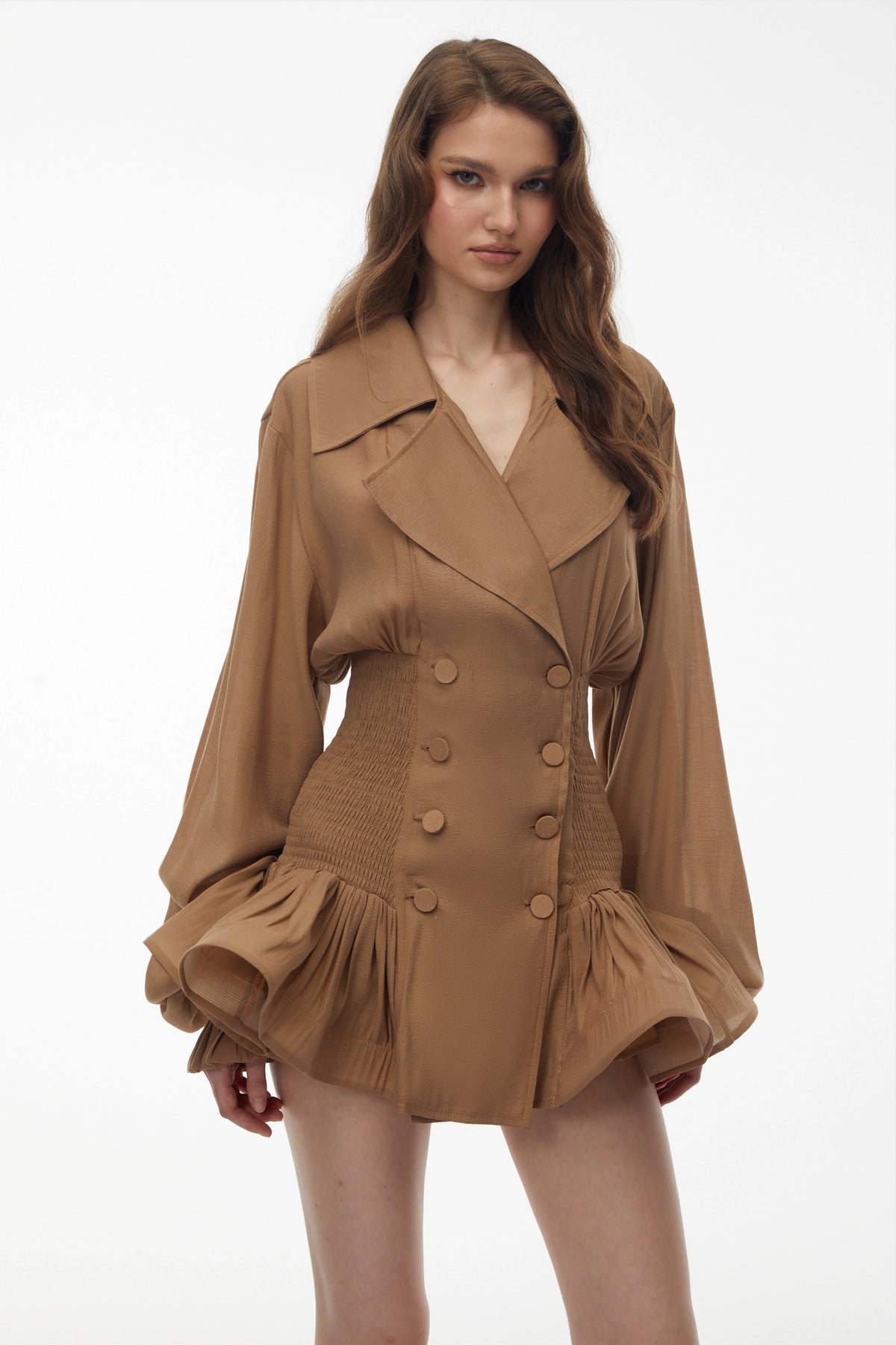 Gabrielle Dress Khaki Double-Breasted Blazer