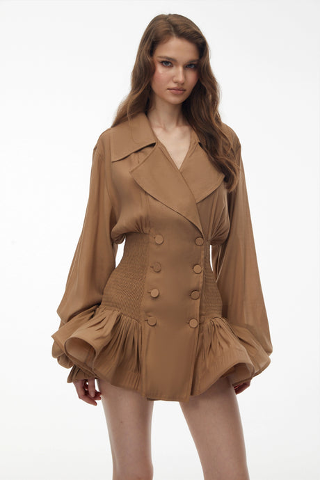 Gabrielle Dress Khaki Double-Breasted Blazer
