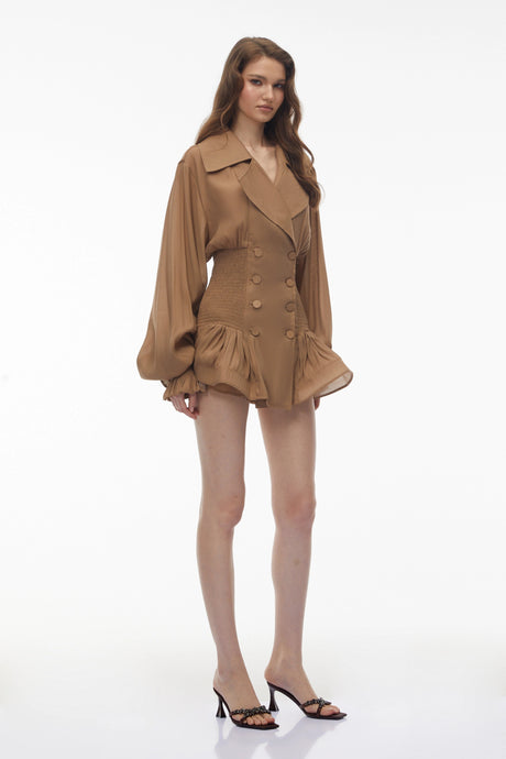 Gabrielle Dress Khaki Double-Breasted Blazer