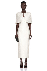 Caterinella Maxi Dress White Satin & Cape Set