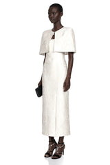 Caterinella Maxi Dress White Satin & Cape Set