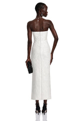 Caterinella Maxi Dress White Satin & Cape Set