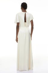Serenity Maxi Dress White Asymmetrical Glossy