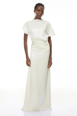 Serenity Maxi Dress White Asymmetrical Glossy
