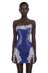 Catherine Mini Dress Purple Sequin with Lace