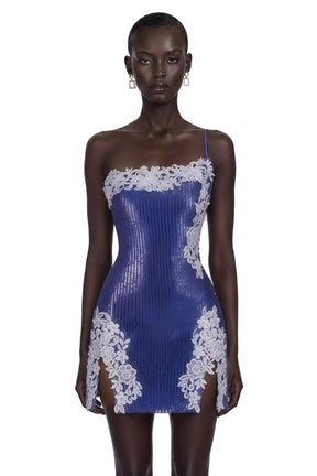 Catherine Mini Dress Purple Sequin with Lace